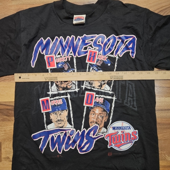 Vintage 1991 Minnesota Twins Nutmeg Mills T-Shirt M NWT Puckett Hrbek Davis USA - Picture 7 of 8